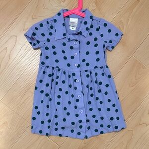 Hanna Andersson Baby Toddler Purple Button Down Polka Dress Size 18-24 months